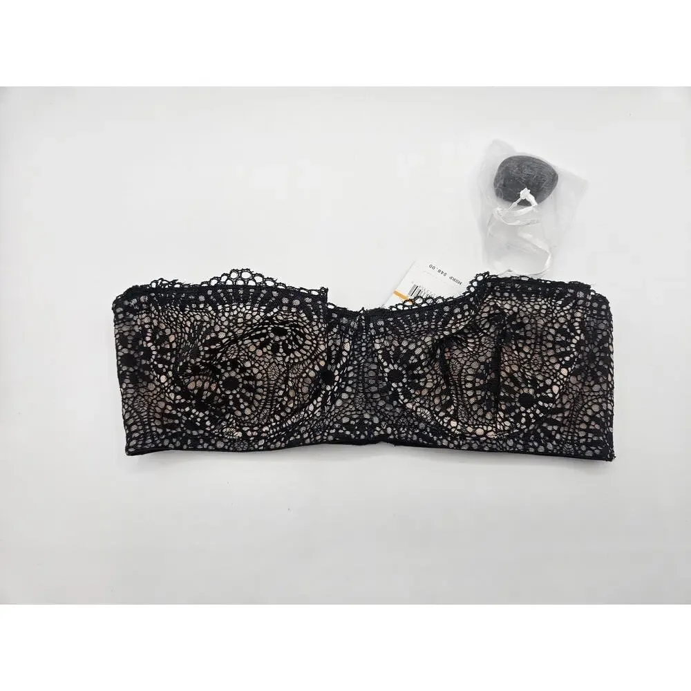 Free People Womens Starla Black Underwire‎ Balconette Bra Size 32A NWT